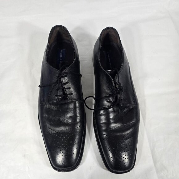 Giorgio Brutini Oxford Dress Shoes Men Size 9 Black Leather Square Toe Lace Up - Picture 2 of 9